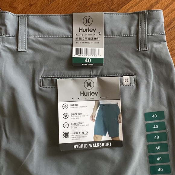 Hurley Quick Dry Hybrid Walkshort Medium Grey Hybrid Poly Shorts - Size 40 - Picture 3 of 6